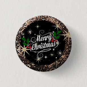 Badge Rond 2,50 Cm Merry Christmas, sparkle and glitter