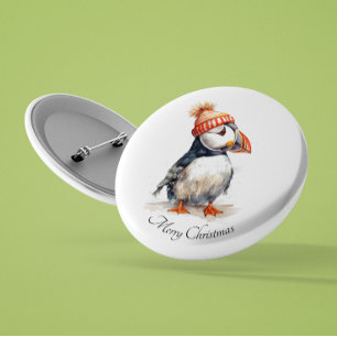 Badge Rond 2,50 Cm Merry Puffin, personnalisé