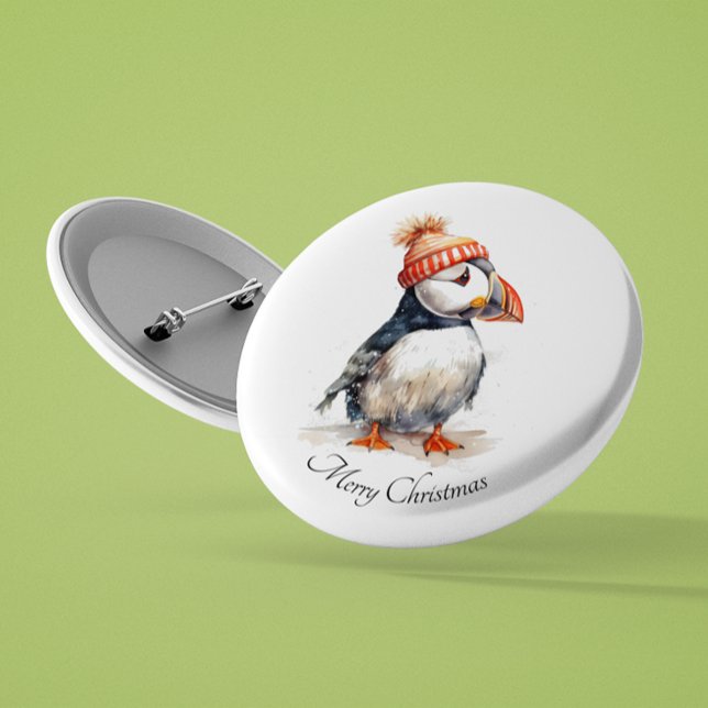 Badge Rond 2,50 Cm Merry Puffin, personnalisé (Créateur téléchargé)