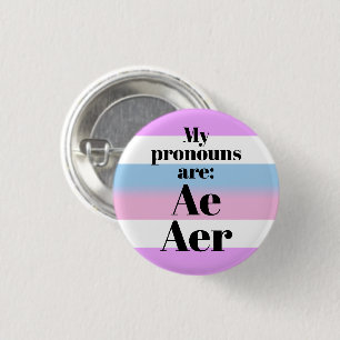 Badge Rond 2,50 Cm Mes pronoms sont : Ae Aer - drapeau bigender
