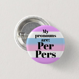 Badge Rond 2,50 Cm Mes pronoms sont : Per Pers - Drapeau bigender Bou