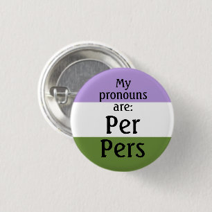 Badge Rond 2,50 Cm Mes pronoms sont : Per Pers - drapeau genderqueer