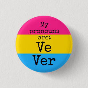 Badge Rond 2,50 Cm Mes pronoms sont : Ve Ver - drapeau pansexuel