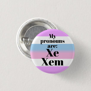 Badge Rond 2,50 Cm Mes pronoms sont : Xe Xem - drapeau bigender