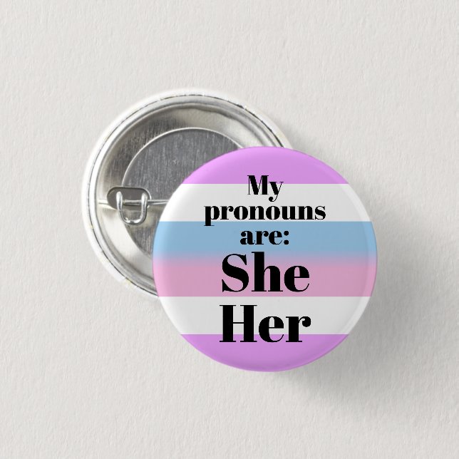 Badge Rond 2,50 Cm Mes pronouns sont : Elle/elle - drapeau plus grand (Devant & derrière)