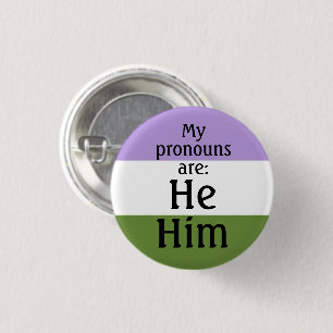 Badge Rond 2,50 Cm Mes pronouns sont : He Him - Drapeau de l'égalité 