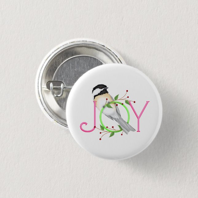Badge Rond 2,50 Cm Mésange mignonne "Joie" (Devant & derrière)