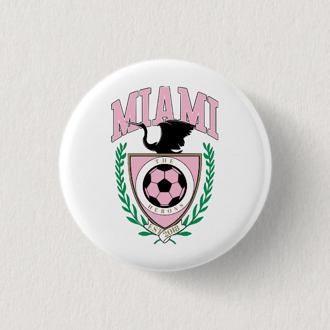 Badge Rond 2,50 Cm Miami Soccer de style universitaire  (Devant)