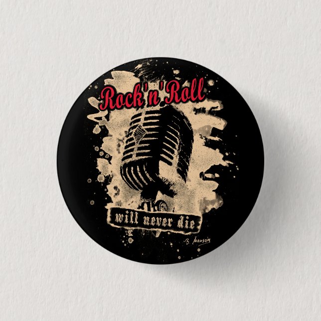Badge Rond 2,50 Cm Microphone rock (Devant)