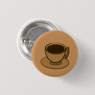 Badge Rond 2,50 Cm Mid Century Moderne Brown Cosy Coffee Cup