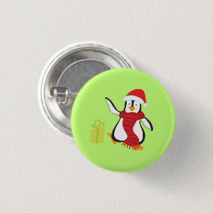Badge Rond 2,50 Cm Mignon manchot de dessin animé dansant avec chapea
