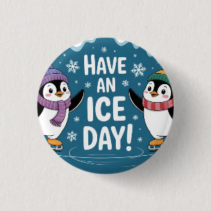 Badge Rond 2,50 Cm Mignons pingouins patinant dessin animé, passez un