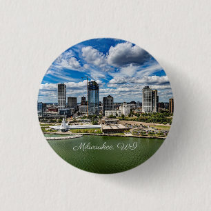 Badge Rond 2,50 Cm Milwaukee, Wisconsin, photo de la ville,