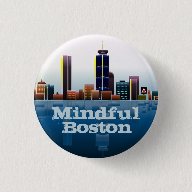 Badge Rond 2,50 Cm MindfulBoston Classic Skyline bouton (Devant)