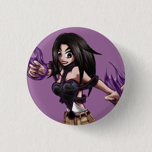 Badge Rond 2,50 Cm Mini bouton de PELLE (rose) (Devant)