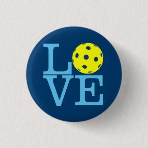 Badge Rond 2,50 Cm Mini bouton de Pickleball : AMOUR (bleu)
