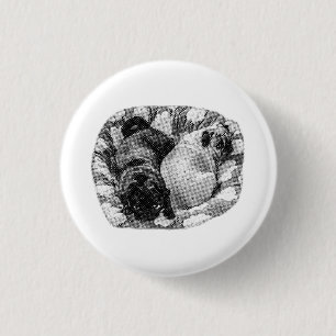 Badge Rond 2,50 Cm Mini Calme, Chiens au Repos