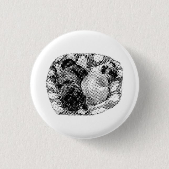 Badge Rond 2,50 Cm Mini Calme, Chiens au Repos (Devant)