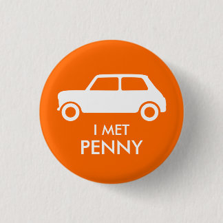Badge Rond 2,50 Cm Mini Cooper Trading Pin - Blanc sur Orange