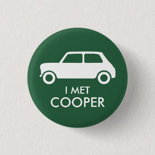 Badge Rond 2,50 Cm Mini Cooper Trading Pin - Blanc sur Vert