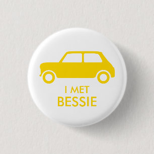 Badge Rond 2,50 Cm Mini Cooper Trading Pin - Jaune sur Blanc