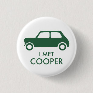 Badge Rond 2,50 Cm Mini Cooper Trading Pin - Vert sur Blanc