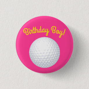 Badge Rond 2,50 Cm Mini Golf Balls Anniversaire Fête Enfants Rose