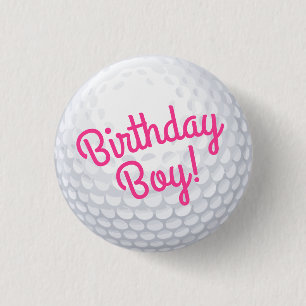 Badge Rond 2,50 Cm Mini Golf Balls Anniversaire Fête Enfants Rose