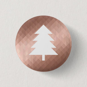 Badge Rond 2,50 Cm Mini rose or noël arbre géométrique moderne