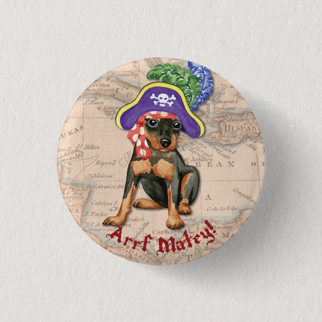 Badge Rond 2,50 Cm Miniature Pinscher Pirate (Devant)