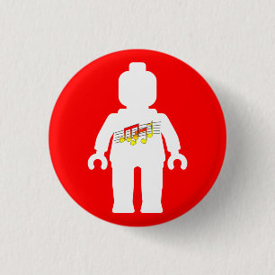 Badge Rond 2,50 Cm Minifig blanc avec le logo de musique