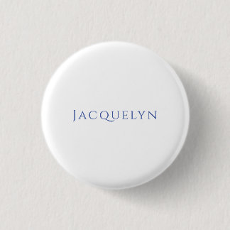 Badge Rond 2,50 Cm Minimaliste Blanc Bleu Élégant Moderne Simple Nom