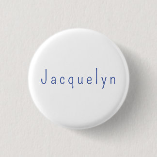 Badge Rond 2,50 Cm Minimaliste Blanc Bleu Plaine Élégant Nom moderne
