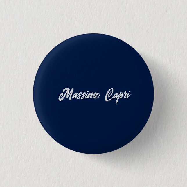 Badge Rond 2,50 Cm Minimaliste Élégant Bleu Foncé Propre Nom Texte Gr (Devant)