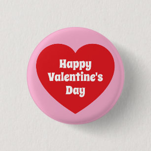 Badge Rond 2,50 Cm Minimaliste Joyeuse Saint-Valentin Rouge Cœur Rose
