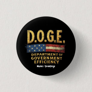 Badge Rond 2,50 Cm Ministère de l'Efficacité Gouvernementale DOGE