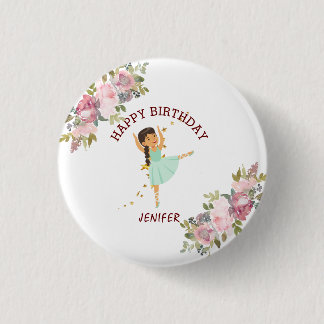 Badge Rond 2,50 Cm Minuscule danseur | Ballet Floral rose Fête Annive
