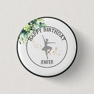 Badge Rond 2,50 Cm Minuscule danseur Ballet Floral rose Fête Annive