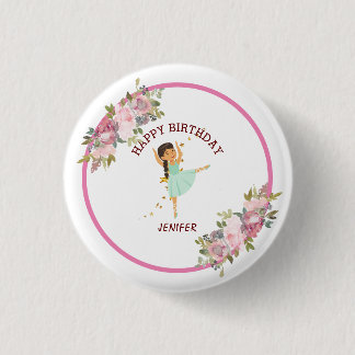 Badge Rond 2,50 Cm Minuscule danseur | Ballet Floral rose Fête Annive