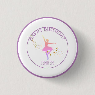 Badge Rond 2,50 Cm Minuscule danseur Ballet Floral rose Fête Annive
