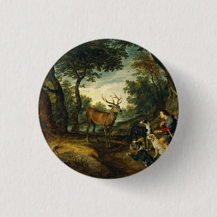 Badge Rond 2,50 Cm Miracle de Saint Hubert par Peter Paul Rubens