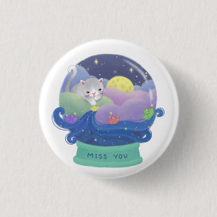 Badge Rond 2,50 Cm Miss You : Bateaux de chats et de papier