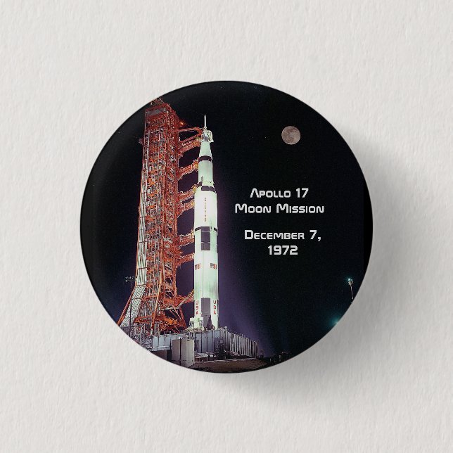 Badge Rond 2,50 Cm Mission Apollo 17 Moon (Devant)