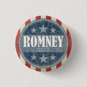 Badge Rond 2,50 Cm Mitt Romney - étoiles vintages et rayures