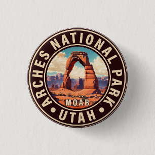 Badge Rond 2,50 Cm Moab Utah Vintage Sunset Arches Aventure en plein
