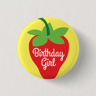Badge Rond 2,50 Cm Mod coloré de ?ère fraise mignonne d'anniversair