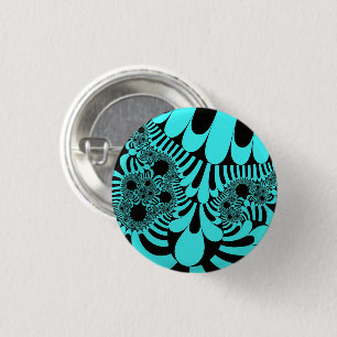Badge Rond 2,50 Cm Mod Turquoise et noir