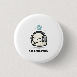 Badge Rond 2,50 Cm Mode Avion Activé - Personnage Fatigué Mignon avec