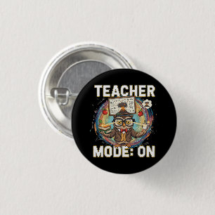 Badge Rond 2,50 Cm Mode Enseignant : ACTIVÉ – Dessin de chouette drôl