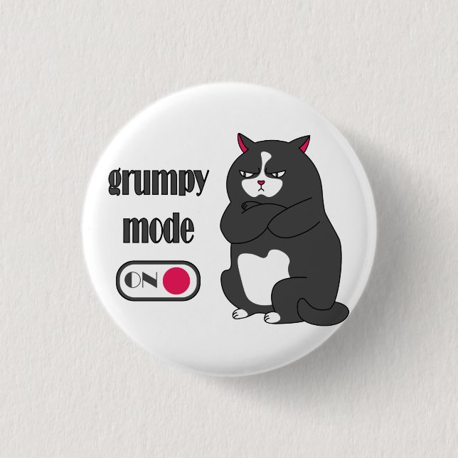 Badge Rond 2,50 Cm Mode grumeux sur drôle de gros chat (Devant)